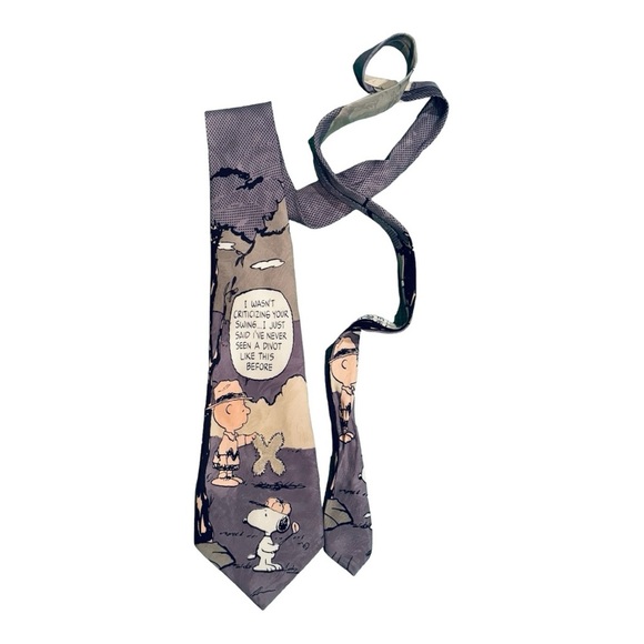 VTG Snoopy & Charlie Brown Golfing Silk Tie Mens Traditional - Picture 2 of 5